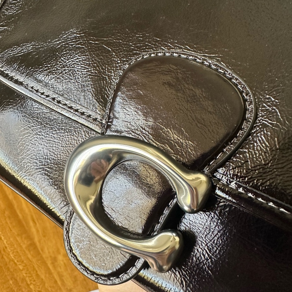 NWT - Coach Soft Tabby Shoulder Bag - Black Glazed Leather SHW - Picture 12 of 12
